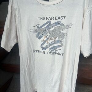 Thrills Vinatge Cream Graphic Tee with Eagle Design